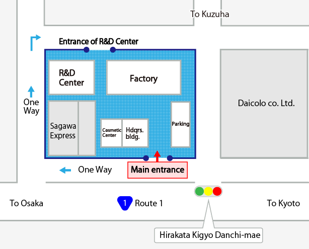 From the cross section of “Hirakata Kigyo Danchi-mae” on Route 1
