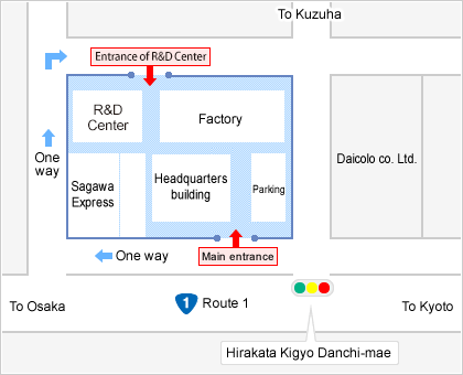 From the cross section of “Hirakata Kigyo Danchi-mae” on Route 1