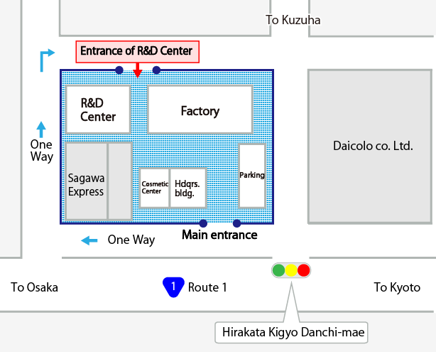 From the cross section of “Hirakata Kigyo Danchi-mae” on Route 1